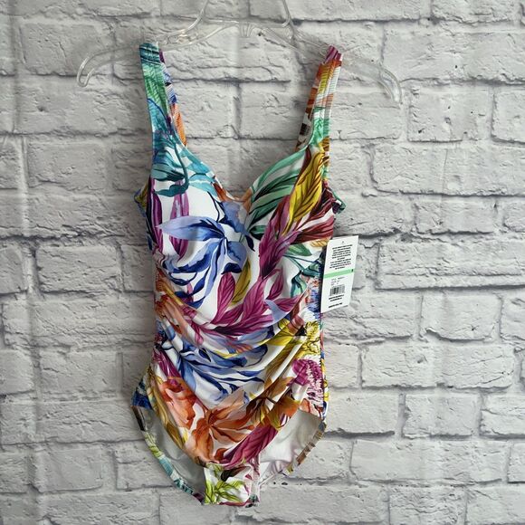 Maxine’s Of Hollywood Women’s NWT Minimizes Tropical Print Bathing Suit Size 8 - Picture 10 of 10